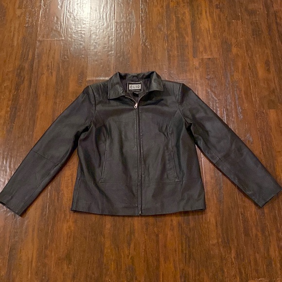 Vintage CLIO Leather Black 100% Leather Coat Women’s Size 8 - Picture 2 of 15